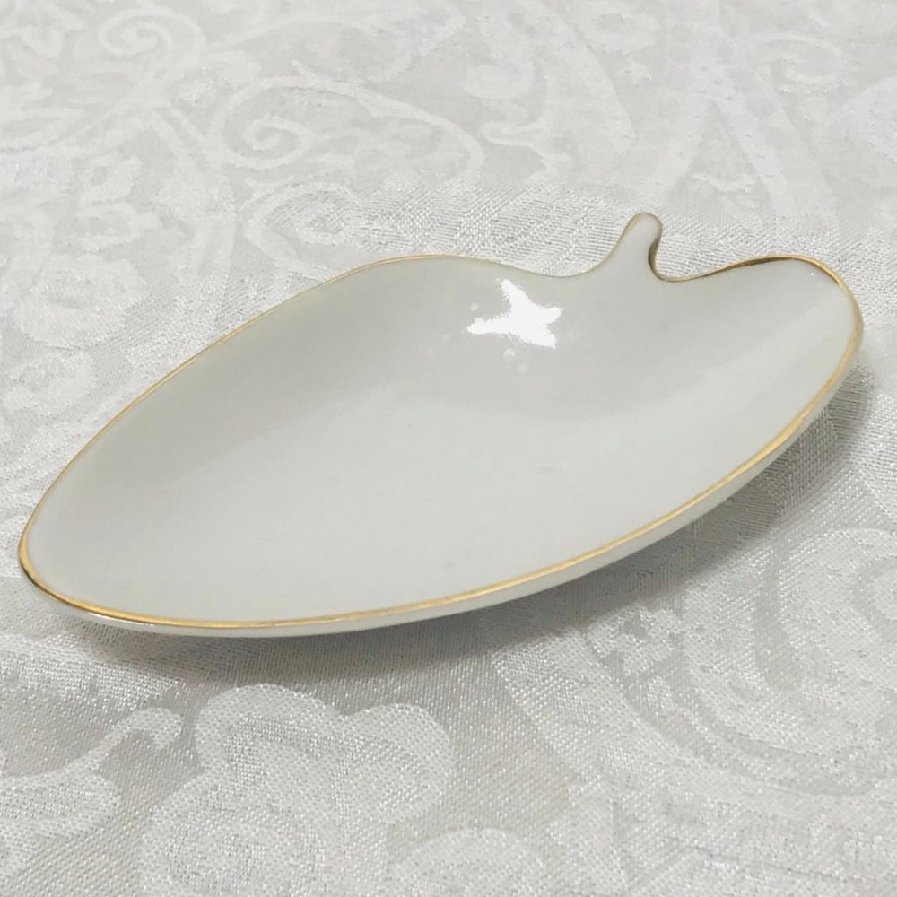 Vintage Porcelain Catchall with Gold Trim